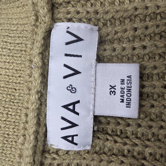 Ava & Viv Sweater Womens 3X Sage Green Half Zip Collared Knit Pullover Ring Pull - Picture 5 of 9